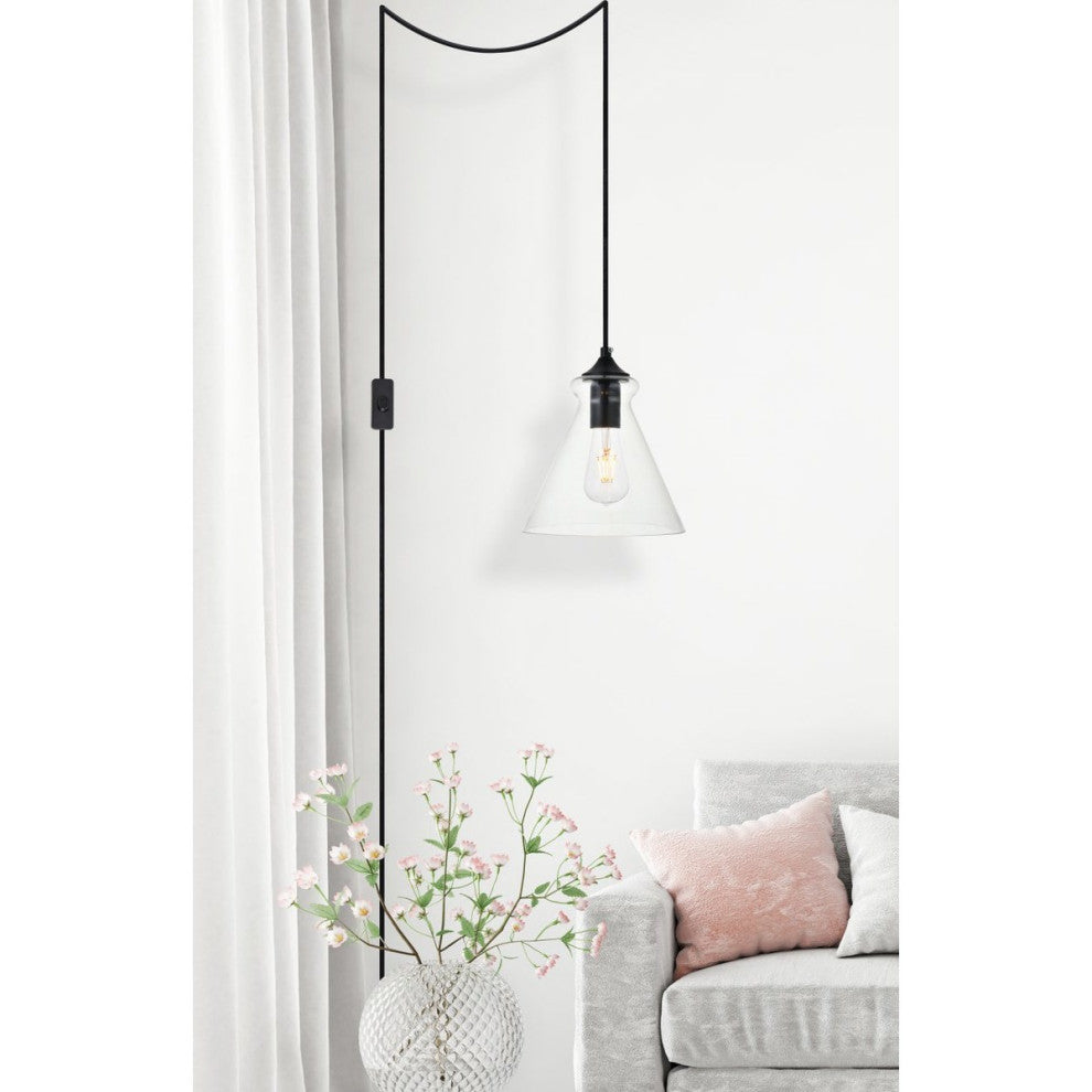 Living District Destry 1-Light Plug-In Pendant Black