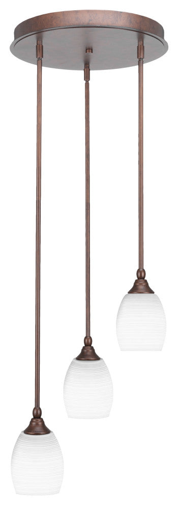 Empire 3-Light Cluster Pendalier, Bronze/White Matrix