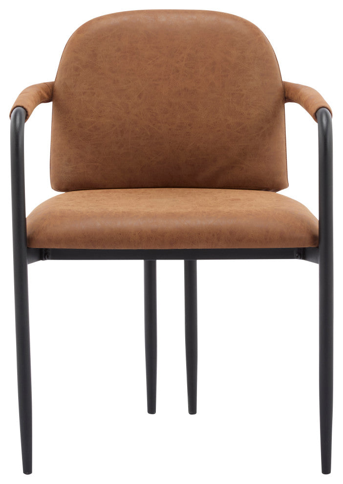 GDF Studio Modern Dining Chair With Iron Frame, Set of 2, Black/Reddish Brown