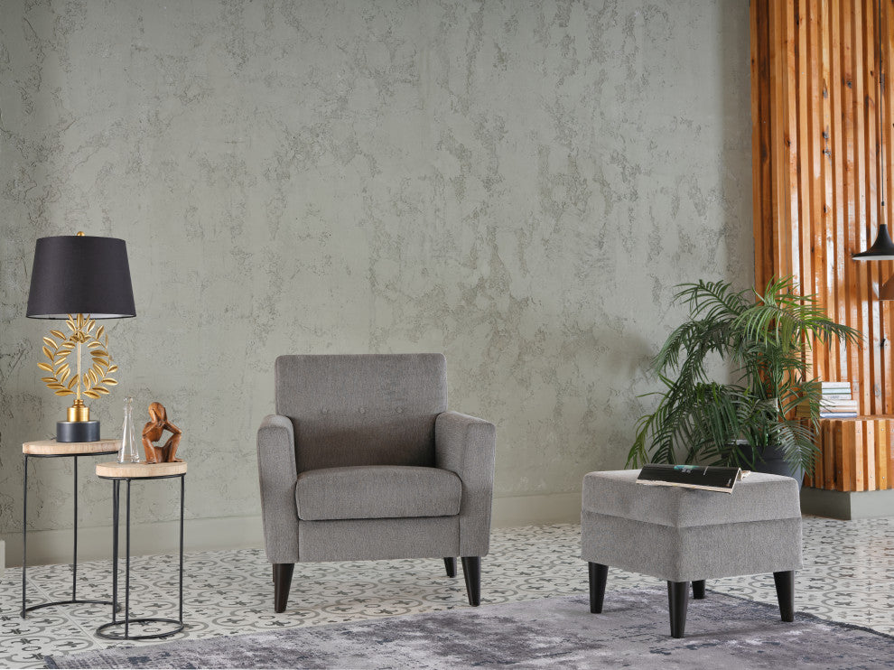 Theo Accent Chair+Ottoman, Theo Gray