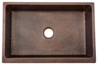 33" Hammered Copper Kitchen Apron Single Basin Sink