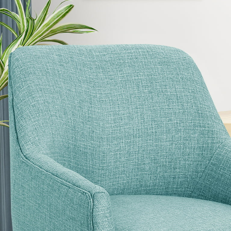 Contemporary Office Chair, Swiveling Design With Plush Seat & Sloped Arms, Blue