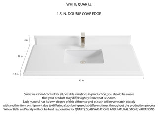 Madison Teak 42 Single Sink Bath Vanity in Light Natural 1.5" White Quartz