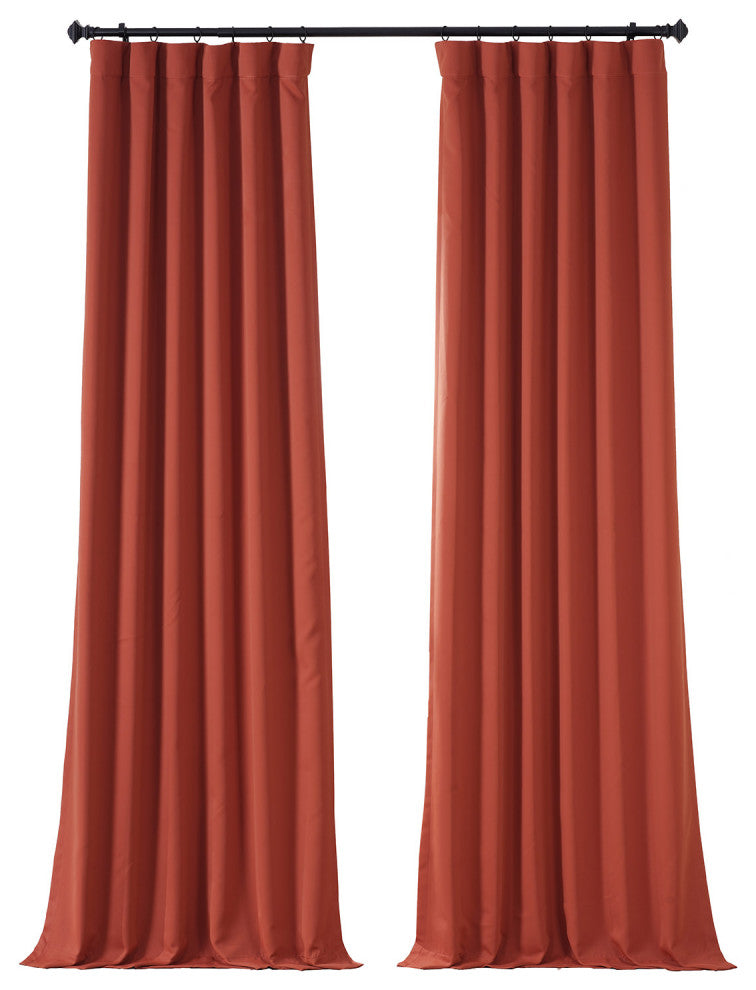 Sunset Orange Performance Woven Blackout Curtain Pair, 50W x 120L