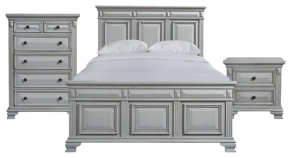 Picket House Trent Queen Panel 3 Piece Bedroom Set, Gray