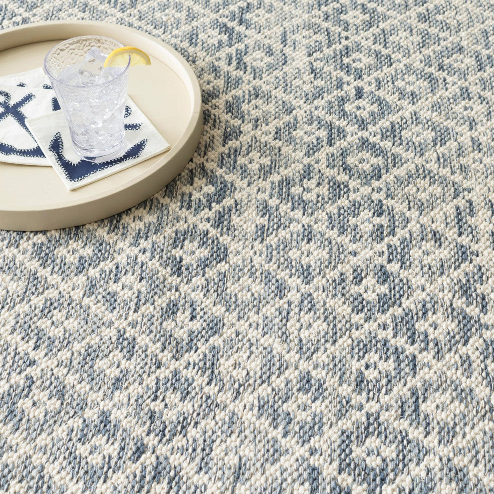 Dash & Albert Melange Diamond Blue Handwoven Cotton Rug, Blue, 2' x 3'