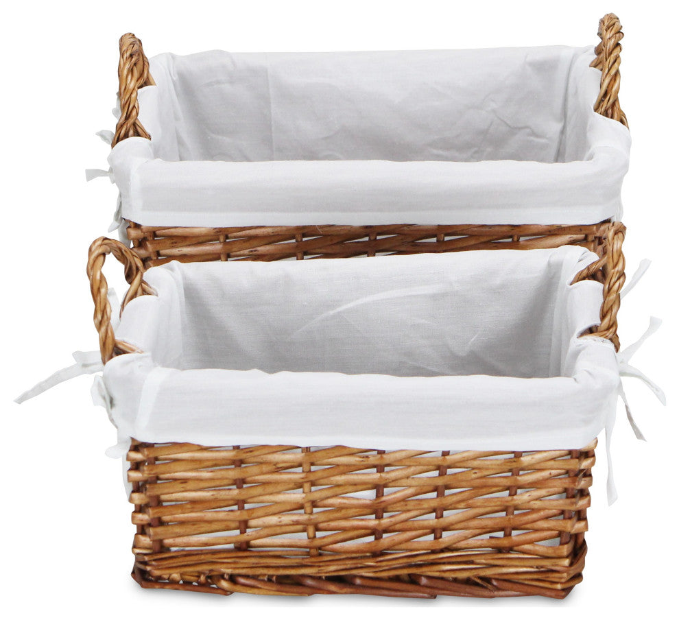 2-Piece Willow Rectangular Storage With Liner, Honey