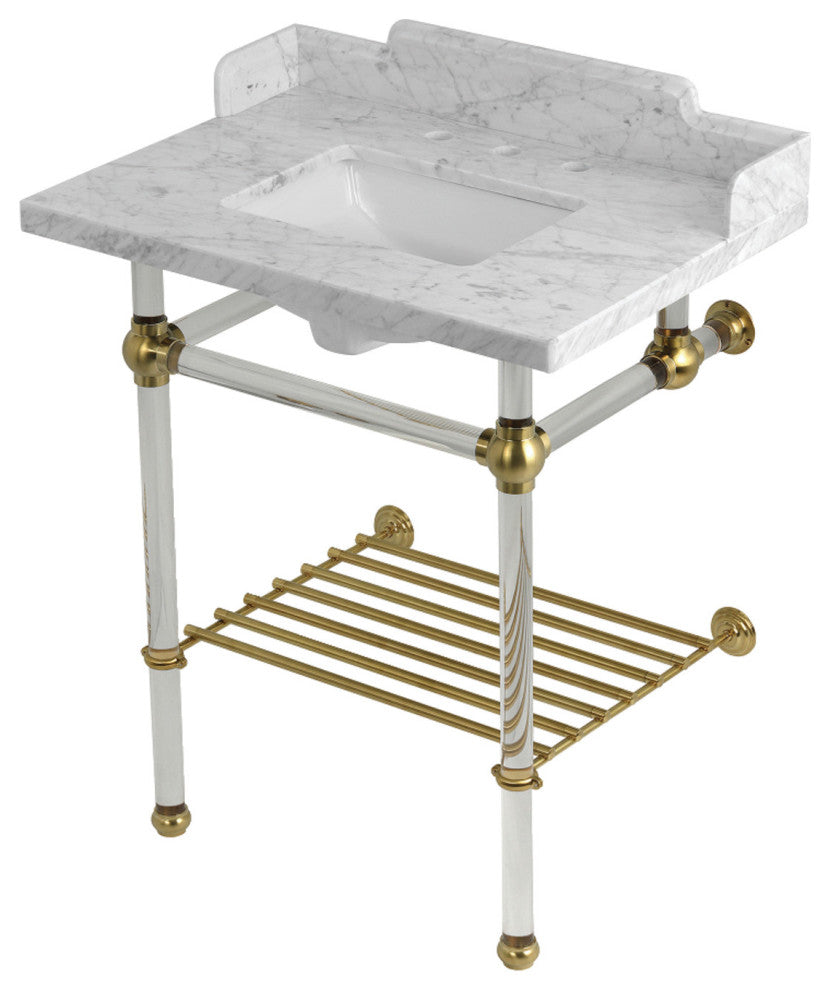 LMS30MASQB7 30" Console Sink with Acrylic Legs (8", 3 Hole)