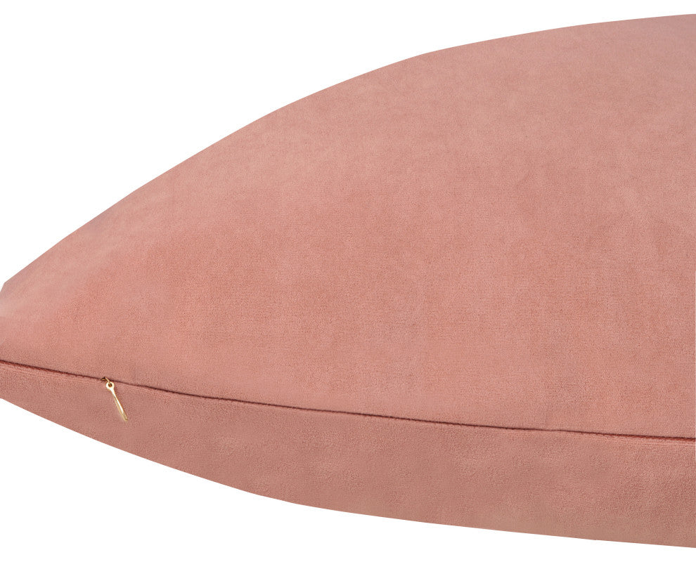 Delara Set of 1 Velvet 20x20", Cushion Cover, Peach, Pillow Cover Only