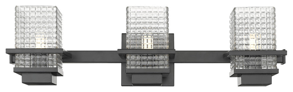 Innovations 310-3W-BK-CL-LED 3-Light Bath Vanity Light, Black