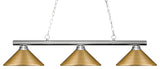 Sharp Shooter 3 Light Billiard, Chrome With Satin Gold Shade
