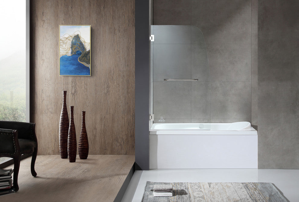 ANZZI Vensea 34" x 58" Frameless Tub Door, Polished Chrome