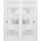 Closet Frosted Glass 3 Lites Bypass Doors 48 x 80, Lucia 4070 White Silk, Kit