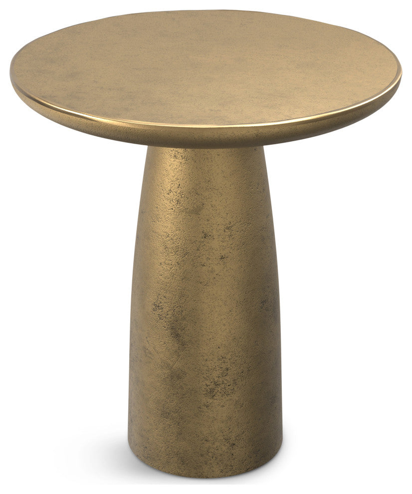 Dominique Cast Aluminum Side Table in Antique Brass