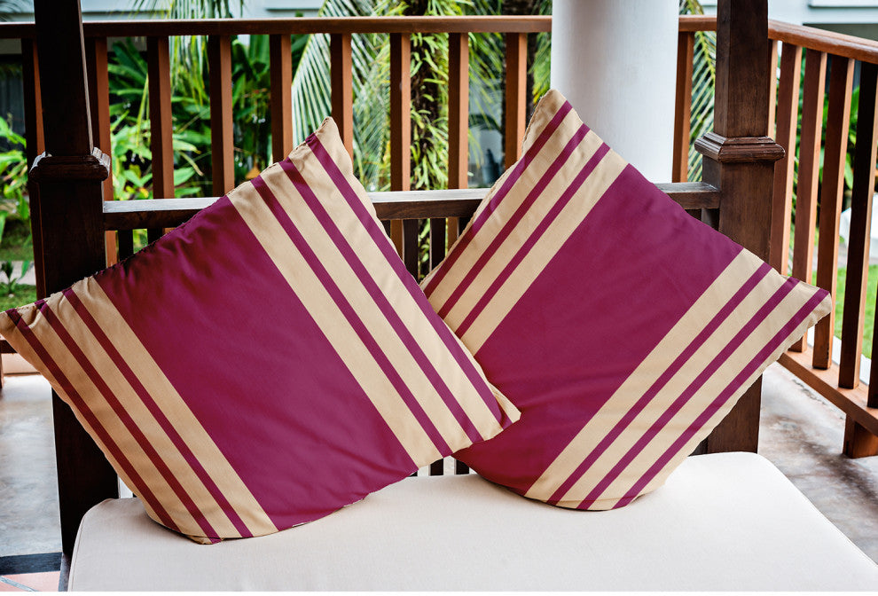 18" x 18" Stripe Indoor/Outdoor Polyester Throw Pillow, Dusty Rose