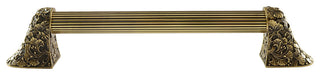 Florid Leaves Appliance Pull, Antique Brass, 14", Fluted