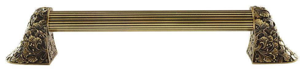Florid Leaves Appliance Pull, Antique Brass, 14", Fluted
