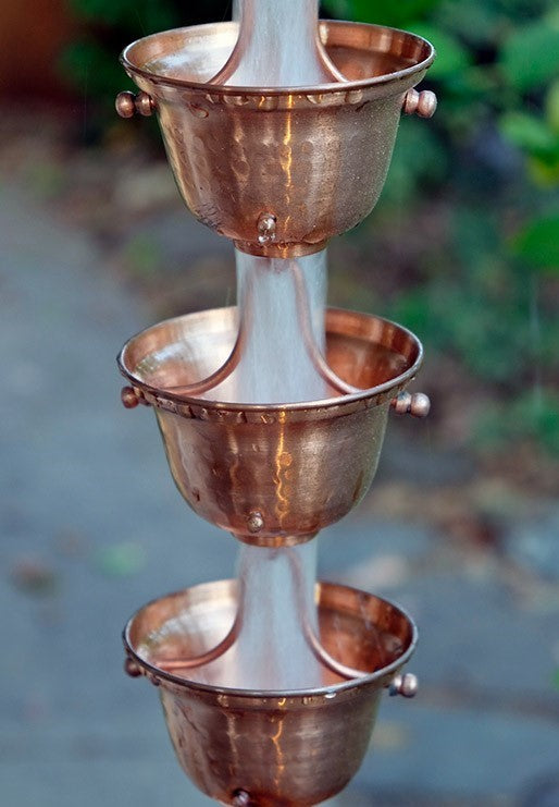 Copper Bells Rain Chain with Installation Kit, 11 Foot