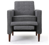 GDF Studio Macedonia Mid-Century Modern Button Tufted Fabric Recliner, Gray Fabric