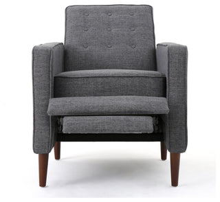 GDF Studio Macedonia Mid-Century Modern Button Tufted Fabric Recliner, Gray Fabric