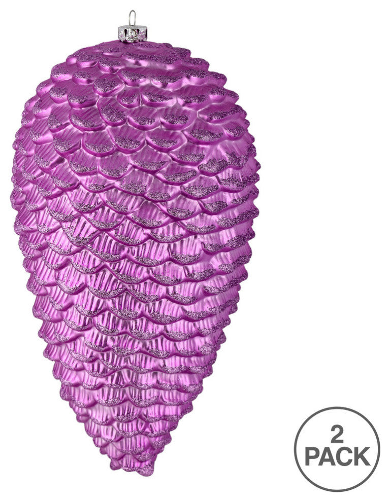 Vickerman N187369D 10" Orchid Matte Glitter Pinecone Christmas Ornament