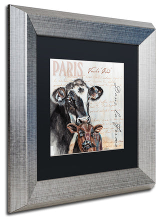 'Dans la Ferme Cow' Art, 11x11, Silver Frame, Black Mat