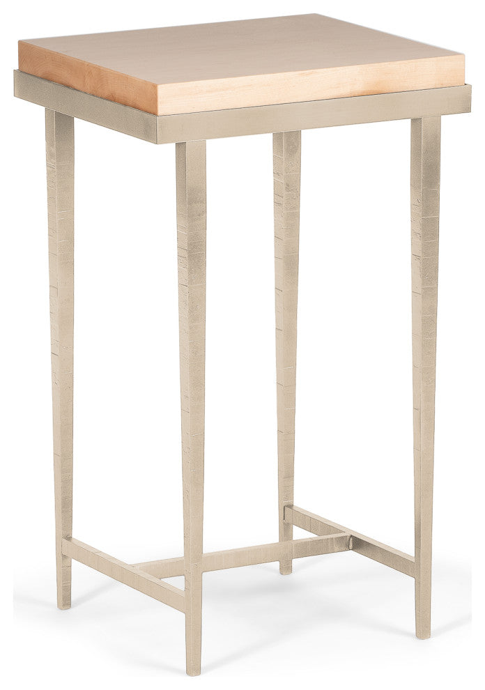 Wick Side Table, Soft Gold Finish, Maple Natural Accents