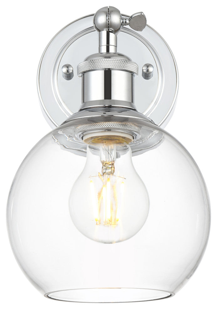 1 Light Chrome And Clear Bath Sconce