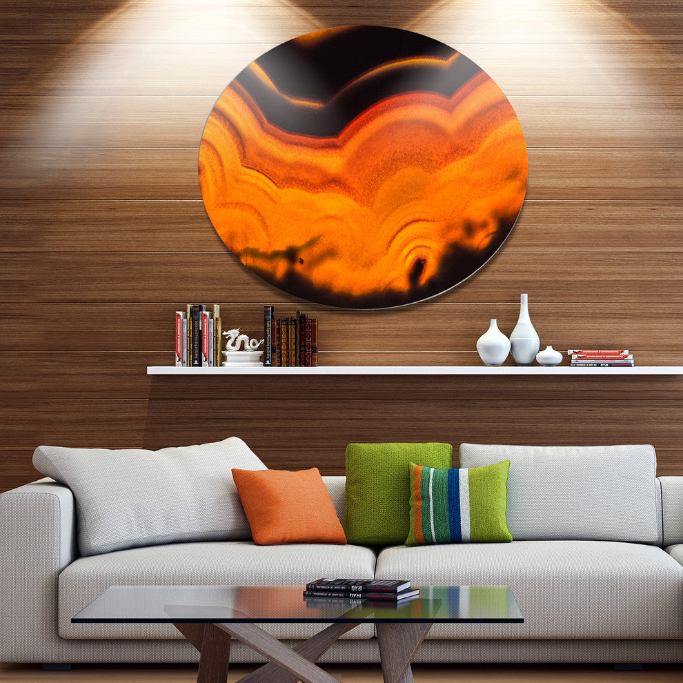Agate Macro Orange, Abstract Round Wall Art, 11"