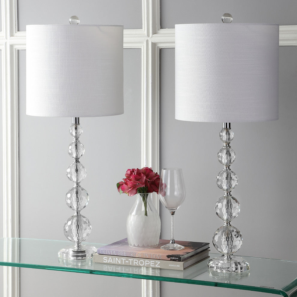 Nala 28.5" Crystal Table Lamp, Chrome, Set of 2