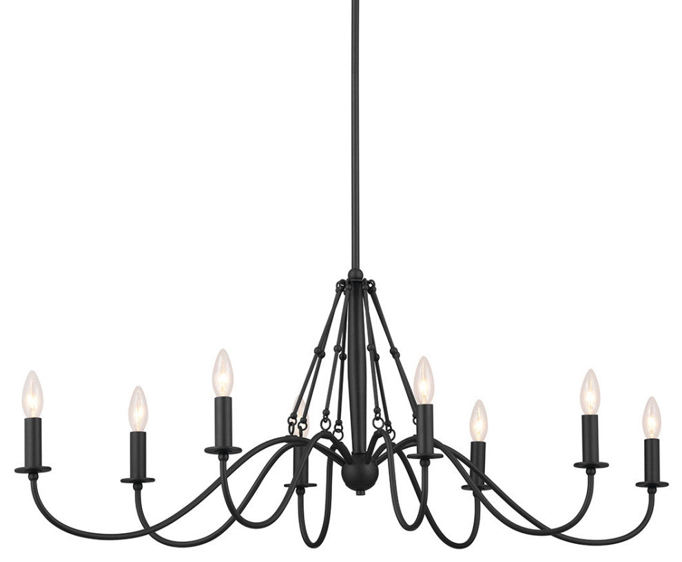Freesia 44.5" 8 Light Oval Chandelier, Textured Black