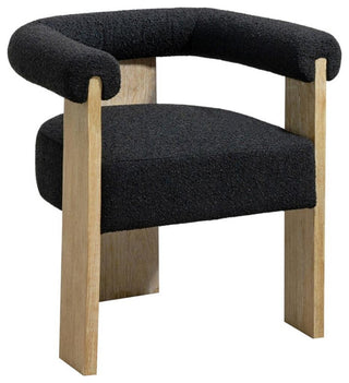 Maklaine 20.5" Mid-Century Fabric Dining Chair in Black/Natural