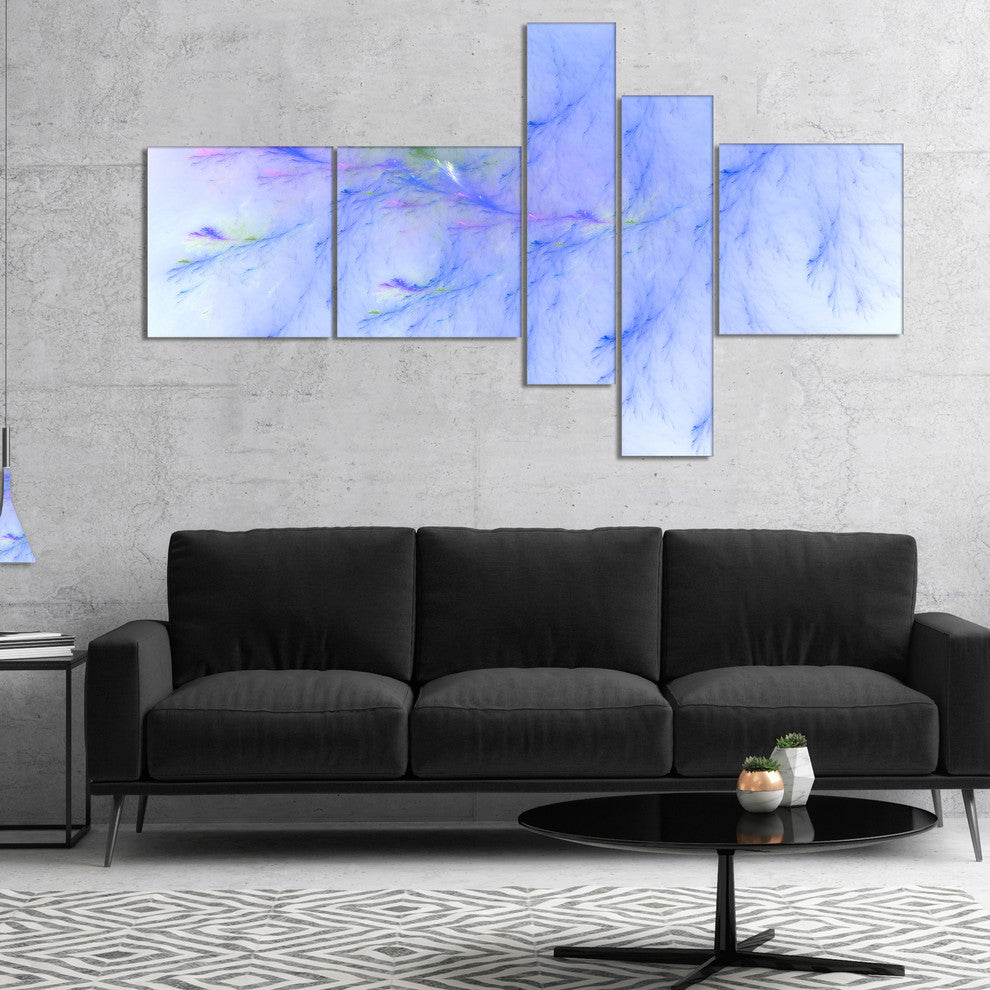 Light Blue Veins of Marble, Abstract Wall Art Canvas, 60"x32", 5 panels