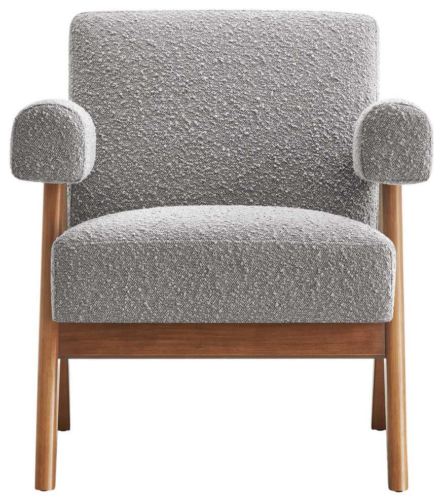 Lyra Boucle Fabric Armchair, Light Gray
