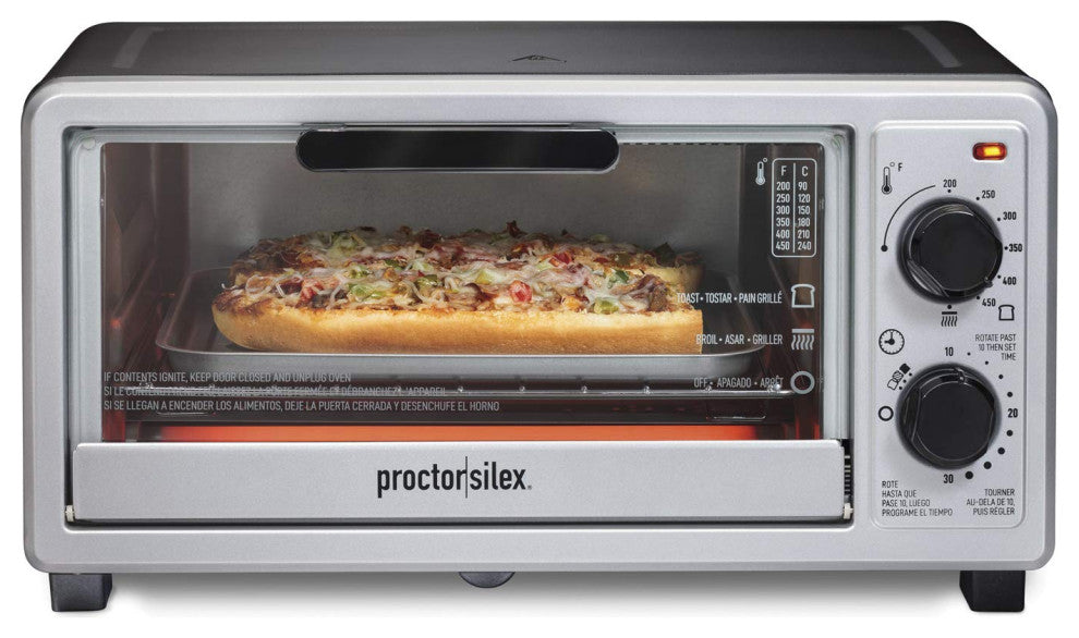 4 Slice Countertop Toaster Oven, Multi-Function with Bake, Toast and Broiler