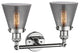 Small Cone 2-Light Bath Fixture, Smoked Glass, Polished Chrome