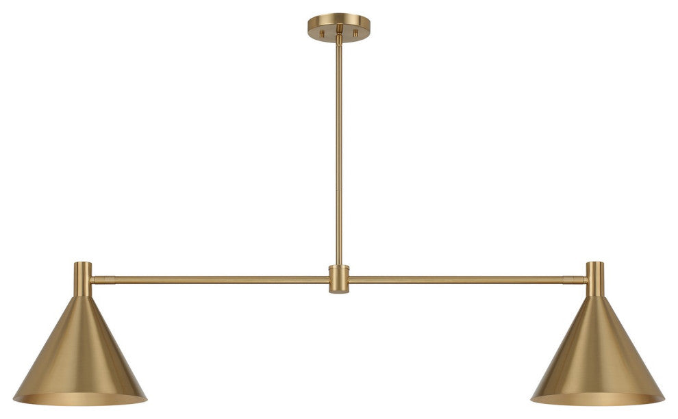 Pharos 2-Light Linear Chandelier, Noble Brass by Breegan Jane