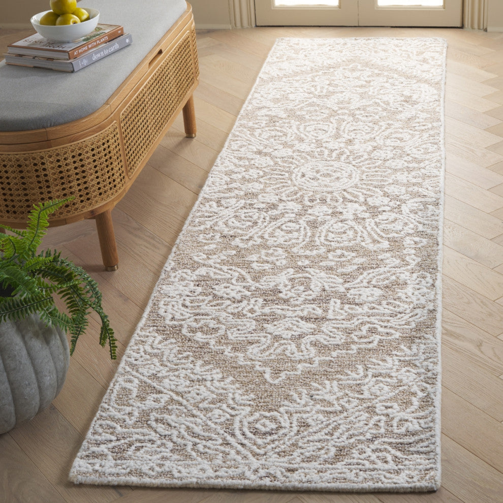 Safavieh Couture Ebony Collection EBN211 Rug, Ivory/Brown, 2'3"x9'