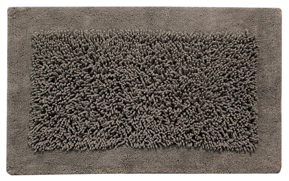 Bath Rug Cotton and Chenille Tufted, 2 Piece Set, 24"x17" and 34"x21", Gray