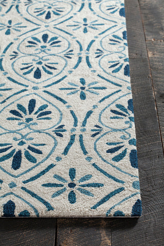 Terra Area Rug, Blue and Cream, 5'x7'6"