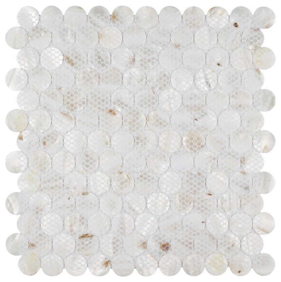 Conchella Penny Mosaic Wall Tile, White, Sample