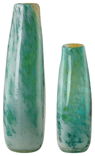 Uttermost - 18157 - Vases, S/2 - High Tide - Exquisite Teal, Amber, And Gold