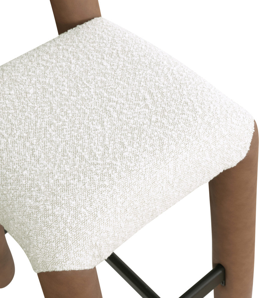 Amari Upholstered Bar and Counter Stool, Brown, Boucle Fabric and Vegan Leather