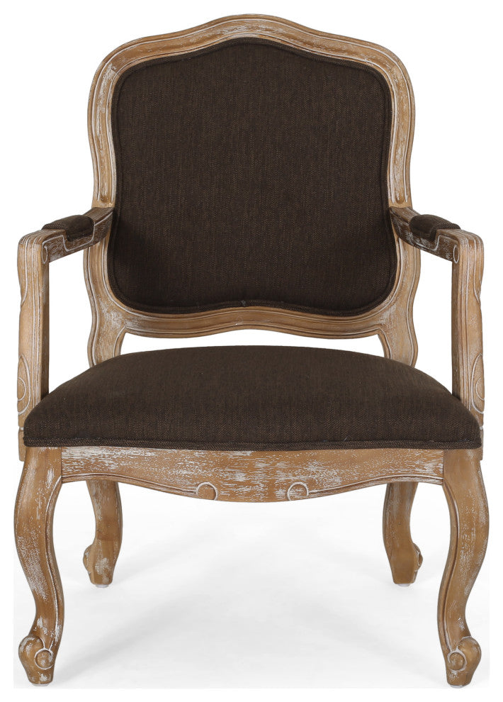 Absaroka French Country Fabric Upholstered Wood 5-Piece Dining Set, Natural/Brown