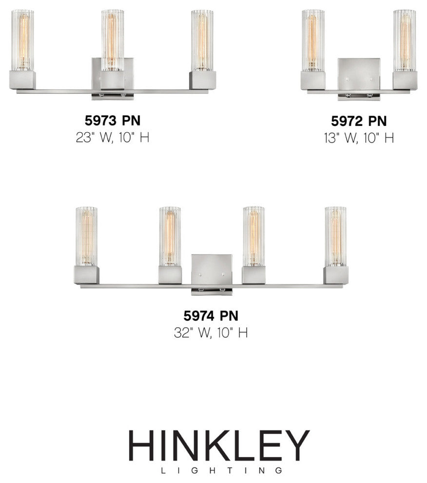 Hinkley Xander Medium Three Light Vanity, Polished Nickel