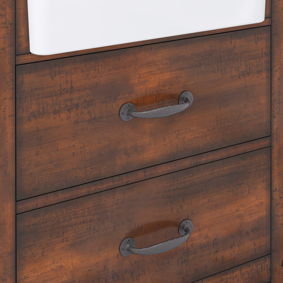 Paisley 30" Vanity, Rustic Sienna, Vanity With Faucet & Mirror
