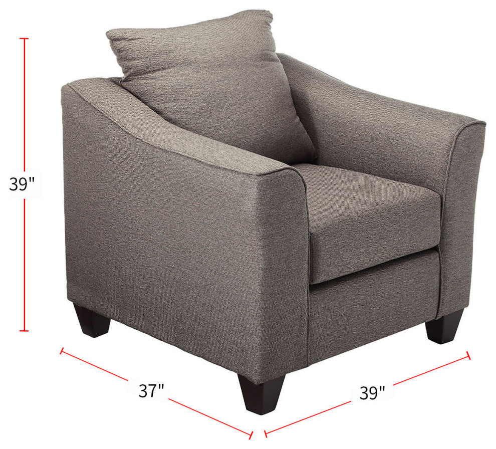 Casual Flared Accent Arm Chair, Gray/ Brown
