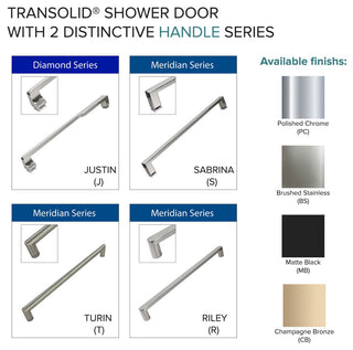 Transolid Brianna 60" W x 62" H Frameless Sliding Shower Door, Matte Black