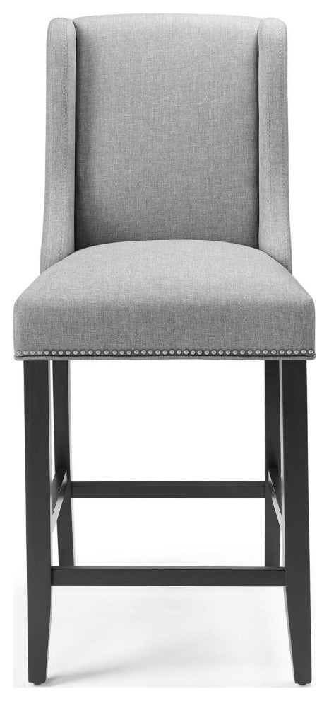 Counter Stool Chair, Fabric, Wood, Gray, Modern, Bar Cafe Bistro Restaurant