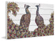 "Peacock Partner I" Painting Print on White Wood, 36"x24"